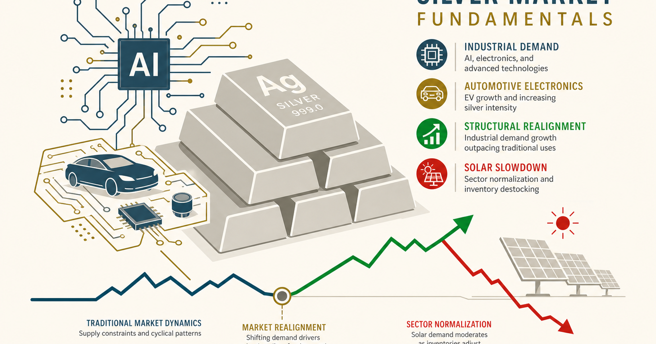 Silver Fundamentals Diverge as AI and Auto Demand Offset Solar Industry Slowdown